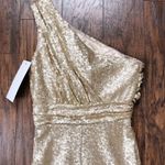 Revelry • Starla gown one shoulder Ivory Gold sequin floor length bridesmaid Size 4 Photo 11