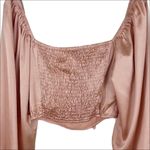 Princess Polly Cropped Long Sleeve Estee Top in Light Pink Satin Size 4 Photo 5