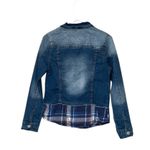Wallflower Blue Denim Jacket with Plaid Accents,Size M Size M Photo 4