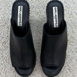 Karl Lagerfeld Paris Carina Leather Embossed Wedge Sandals Black Size 7.5M Photo 0