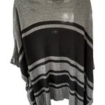 August Silk  Gray and Black Striped Poncho Photo 3