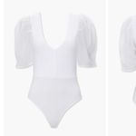 Revolve White v neck sheer sleeve bodysuit Photo 3