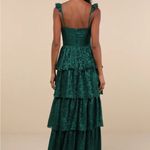 Lulus  Stunning Glory Hunter Green Floral Jacquard Tiered Maxi Dress Size: S Photo 1