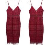 Saylor Margot Midi Dress Lace Fringe Lipstick Red Size XS Photo 3