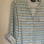 Investments long sleeve 100% silk button up striped blouse Women’s size L Photo 6