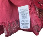 Free People Red Floral Boho Mini Dress XS Long Sleeve Lace Up Raw Hem in EUC Photo 9