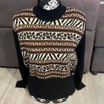 Nina CHARLES for KASPER A.S.L. Black and Brown Animal Print Sweater Size L Photo 0