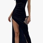 Miss ord Sexy Formal Velvet High Split Ruched Long Bodycon maxi dress size XL Photo 0