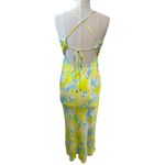 SUBOO Kaleidoscope Twist Front Satin Slip Dress Splash Print Resortwear Large Green Photo 4
