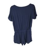 Lulus Romper Drawstring Short Sleeve 1/4 Zip Navy Blue M Size M Photo 1