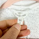 Garnet Hill  Linen Cotton Blend Open Front Cardigan Size Small Crochet White Photo 5