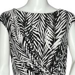 Ralph Lauren Lauren Dress Womens 10 Black White Leaf Print Botanical Neutral Photo 4