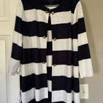 Ming Wang  Striped Navy White Gold Button Elegant Long Cardigan size 3X Photo 0