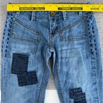 Set/2 MEK Denim Keros Skinny Super Bell Low Rise Flare Jeans Patchwork Dk Rinse Blue Size 24 Photo 9
