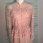 Vintage SAMAX pink lace midi dress with lace over jacket Size M Photo 3