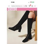 Cocon Black Knit Sock Boots Women 36(US 6) Block Heel Stretch Boots Square Toe Photo 1