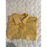 Banana Republic Womens Button Down Shirt Gingham Check Long Sleeve Yellow-S Photo 8