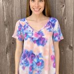 Buddy Love Tie Dye Pink Blue Flutter Sleeve V Neck Loose Fit Boho Blouse Top M Size M Photo 0