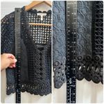 Rebecca Taylor  Black Crochet Lace Crop Top Size 2 Small Photo 6