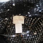 Chico's  Kinsley Fringed Tweed Cardigan Stripe Knit Leather Trim Draped Open 0 (S) Photo 4