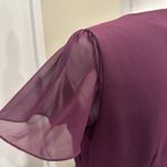 Joanna August Plum Chiffon Flutter Sleeve Maxi Bridesmaid Wedding Guest Dress Photo 6