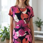 Chico's NWOT Travelers Floral Midi Dress Stretch Photo 0