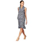 J.Jill Blue Floral Sleeveless Shirt Dress Women's Size Small Rayon Ruffle Hem Photo 3