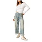 Free People  Palmer Cuffed Boyfriend‎ Cotton Blue Denim Jeans Women's Size 29 Photo 4