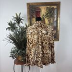 Rafaella  Women’s XL Leopard Print Satin Blouse Button Front Long Sleeve Top Photo 2
