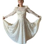 Vintage Cachet by Bari Protas Cream Lace long sleeve circle skirt dress size S Photo 12
