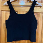 Quince Black Ribbed Knit Tank Top Sleeveless Minimalist Stretch Size L Photo 0