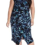 RACHEL Rachel Roy Sleeveless Printed Matte Jersey Dress in‎ Teal Berry Bush, 2X Blue Photo 0