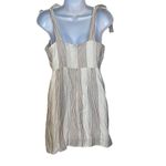 Sage EUC Cream Tan Stripe Tie Straps Dress Sz M Photo 1