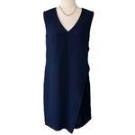J.Crew  Sleeveless Side Panel Wrap Front With Side Zipper Navy Dress Photo 1
