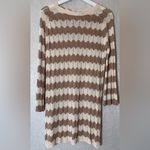 Anna Kay. Crochet Striped Brown Tan and Cream Women Sweater Dress Small Photo 1