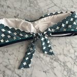 Ann Taylor Tile Print Shirred Bandeau Bikini Top Oasis teal blue green Photo 12