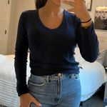 Gap Navy Blue  V Neck Long Sleeve Photo 1