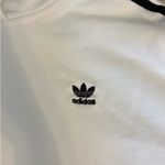 Adidas  White Crop Hoodie Women’s Sweatshirt 3 Stripes Embroidered Photo 2