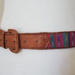 VTG Guatemala Made Belt Folk Art Leather‎ Colorful Woven Cotton w/Flaws s… Photo 0