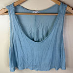Free People Intimately Size Large Boxy Blue Distressed Crop Top Scoop Neck SOFT Photo 0