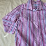 Villager  Women’s Pink Striped 3/4 Sleeves Button Down Shirt Photo 1