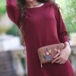 Dainty Jewells Size XXXL Burgundy 3/4 Sleeve Round Neck Modest Midi Dress Church Red Photo 0