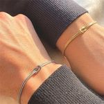 Boutique NEW Unisex‎ Couple White Gold Plated S925 Knot Bracelet 6-8” Photo 1