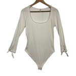 Free People  Bodysuit Ribbed Knit Square Neck Long‎ Sleeve Top Large Photo 0
