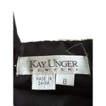 Kay Unger  New York 100% Silk Midi Dress Black & White Floral Embroidered Size 8 Photo 4