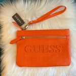 Guess Orange Embossed Wrislet Bag Zipper Closure Photo 1
