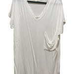 POL Draped Pocket Distressed Short Sleeve T Shirt White Womens Size Small Photo 0