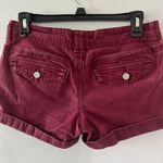 Aeropostale Shorts Women's 4 Burgundy Maroon Midi Twill Cuffed Mid Rise Photo 2