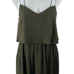 Topshop  Dark Olive Green Sleeveless Tiered Cami Tank Blouson Mini Dress Size 4 Photo 0