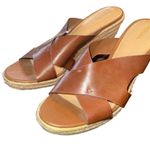 Merona  Women’s Wedge Slide On Sandal Size 11 Brown  4.5” Wedge Man Made Upper Photo 1